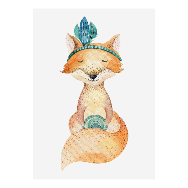 Leinwandbild Hippy Fox - Polyester PVC / Fichtenholz - Braun / Weiß