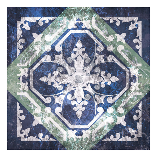 Leinwandbild Marrakesh - Polyester PVC / Fichtenholz - Blau  / Grün