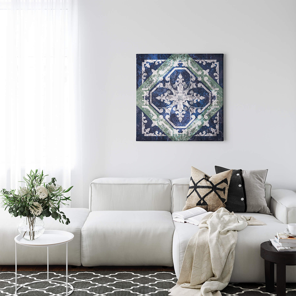 Leinwandbild Marrakesh - Polyester PVC / Fichtenholz - Blau  / Grün