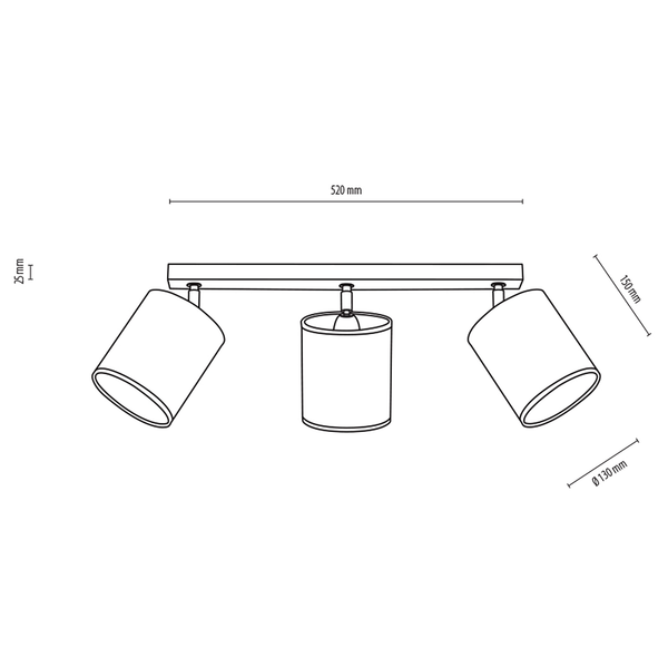 Deckenleuchte Aprillia II - Baumwollstoff / Stahl - Flammenanzahl: 3
