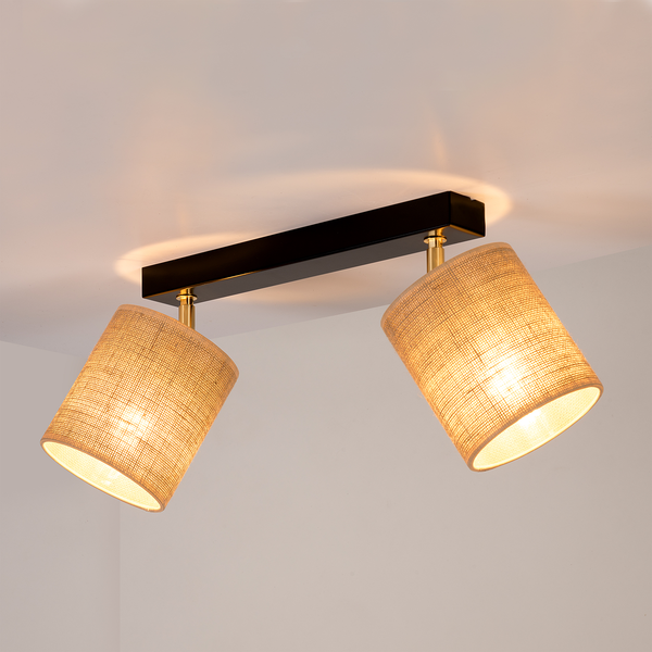 Deckenleuchte Jute V - Leinen / Stahl - Flammenanzahl: 2