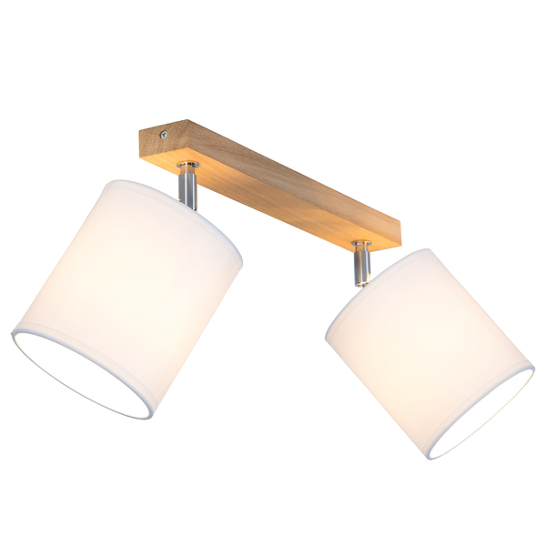 Deckenleuchte Aprillia I - Baumwollstoff / Eiche massiv - Flammenanzahl: 2