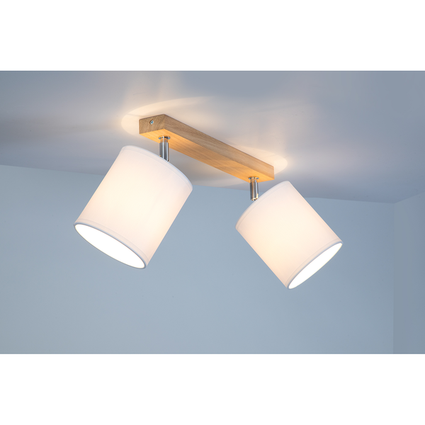 Deckenleuchte Aprillia I - Baumwollstoff / Eiche massiv - Flammenanzahl: 2