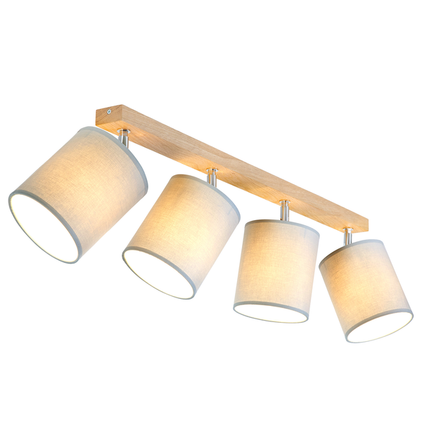 Deckenleuchte Aprillia IV - Baumwollstoff / Eiche massiv - Flammenanzahl: 4