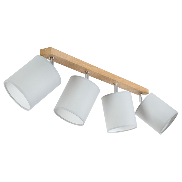 Deckenleuchte Aprillia IV - Baumwollstoff / Eiche massiv - Flammenanzahl: 4