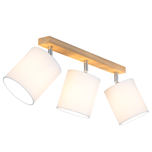 Deckenleuchte Aprillia I - Baumwollstoff / Eiche massiv - Flammenanzahl: 3