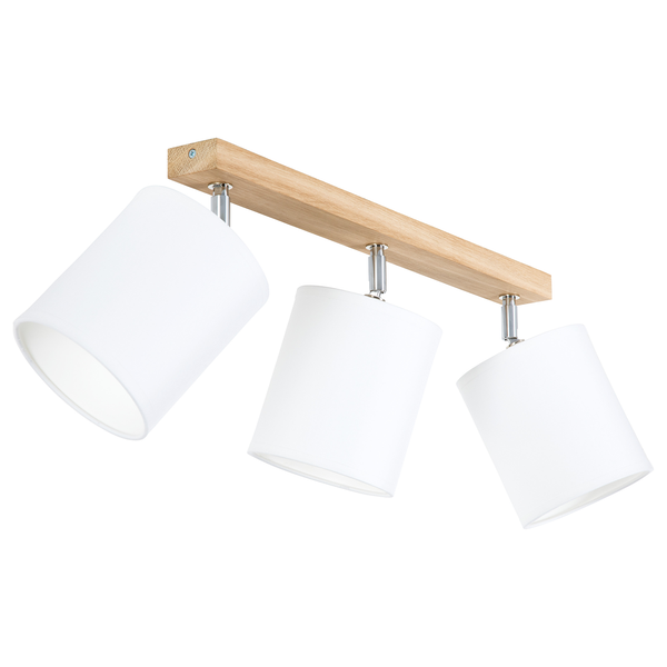 Deckenleuchte Aprillia I - Baumwollstoff / Eiche massiv - Flammenanzahl: 3