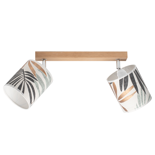Deckenleuchte Hoja I - Papier / Eiche massiv - 2-flammig - Flammenanzahl: 2