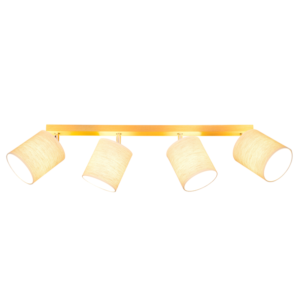 Deckenleuchte Boho IV - Leinen / Eiche massiv - 4-flammig - Flammenanzahl: 4