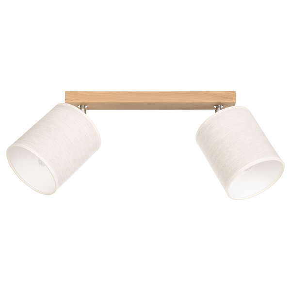 Deckenleuchte Boho IV - Leinen / Eiche massiv - 2-flammig - Flammenanzahl: 2