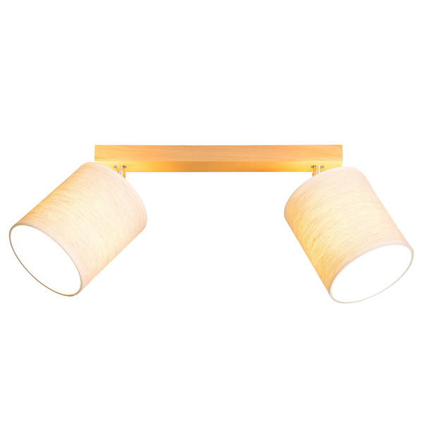 Deckenleuchte Boho IV - Leinen / Eiche massiv - 2-flammig - Flammenanzahl: 2