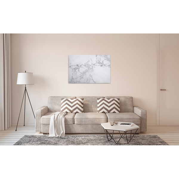 Leinwandbild White Marble - Polyester PVC / Fichtenholz - Weiß / Grau