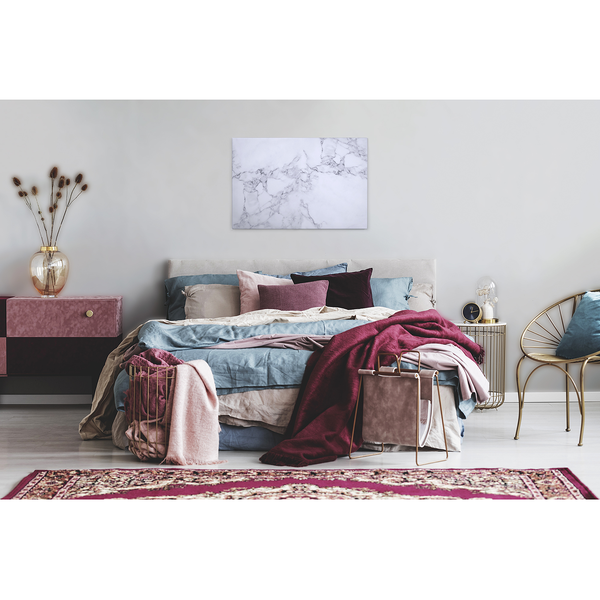 Leinwandbild White Marble - Polyester PVC / Fichtenholz - Weiß / Grau