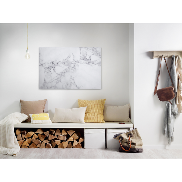 Leinwandbild White Marble - Polyester PVC / Fichtenholz - Weiß / Grau