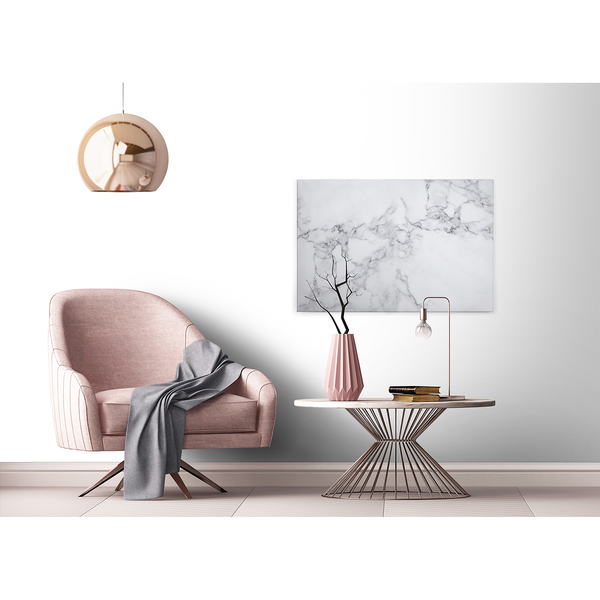 Leinwandbild White Marble - Polyester PVC / Fichtenholz - Weiß / Grau