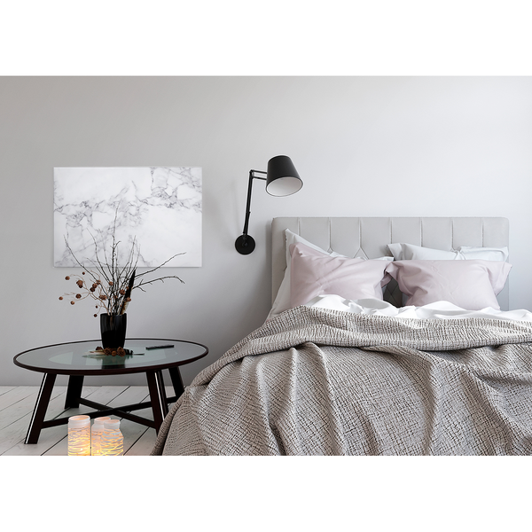 Leinwandbild White Marble - Polyester PVC / Fichtenholz - Weiß / Grau