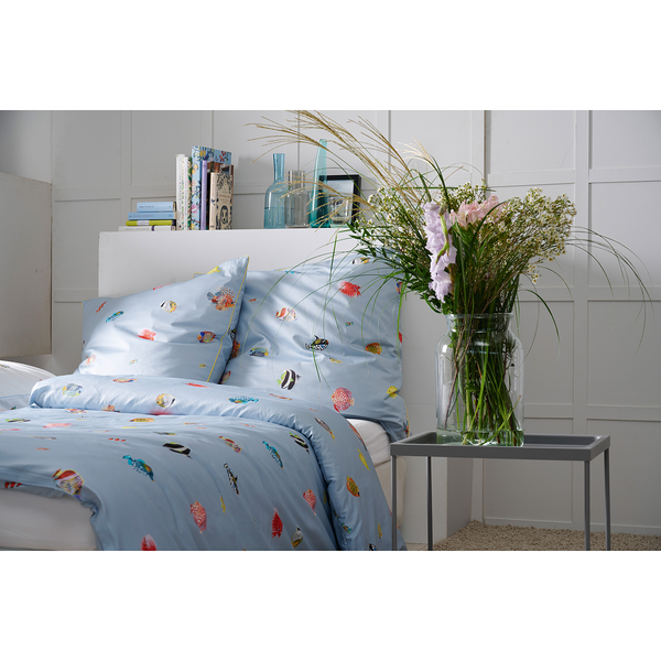 Bettwäsche Fidshi - Baumwolle - Blau - 155 x 220 cm + Kissen 80 x 80 cm