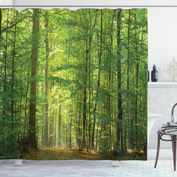 Duschvorhang Laubwald - Polyester - Grün - 175 x 200 cm