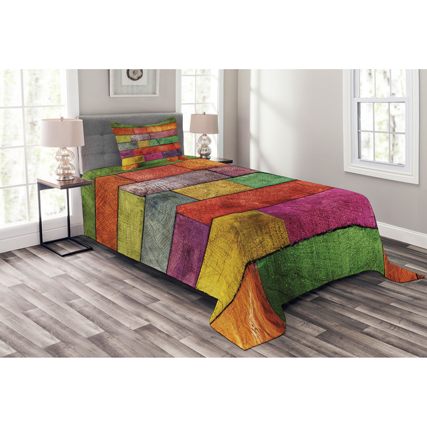 Tagesdecken-Set Regenbogen - Polyester - Mehrfarbig - 170 x 220 cm