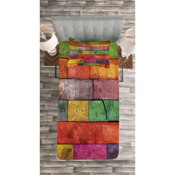 Tagesdecken-Set Regenbogen - Polyester - Mehrfarbig - 170 x 220 cm
