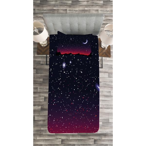 Tagesdecken-Set Red Sky - Polyester - Indigo / Magenta - 170 x 220 cm