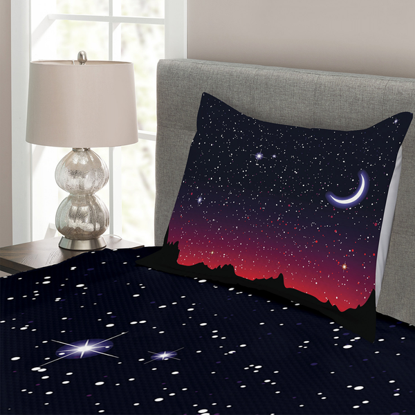 Tagesdecken-Set Red Sky - Polyester - Indigo / Magenta - 170 x 220 cm