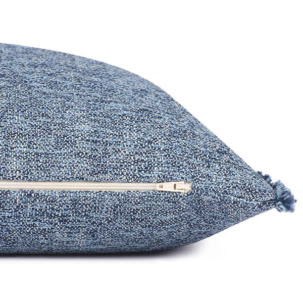 Kissenbezug Structured Fringes - Polyester / Leinen - Marineblau