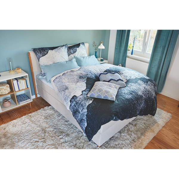 Kissenbezug Graphic Lines - Baumwolle / Polyester - Blau