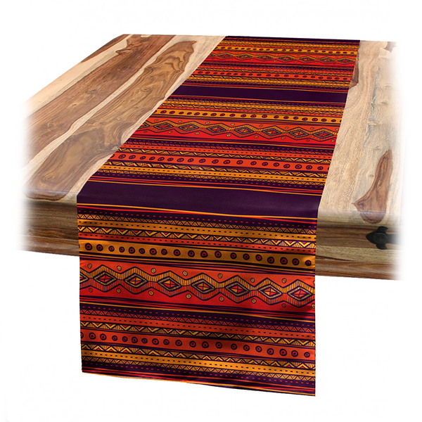Tischläufer Ethno - Polyester - Orange / Rot - 40 x 300 cm