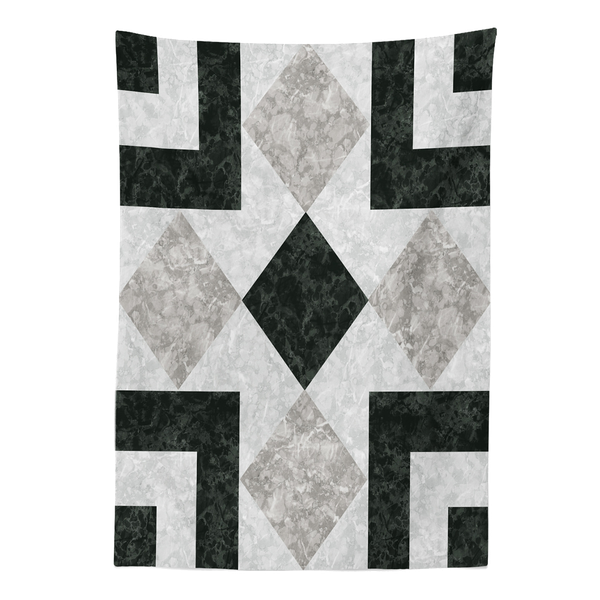 Tischdecke Marble Effect - Polyester Satin Mischung - Schwarz / Beige - 140 x 200 cm