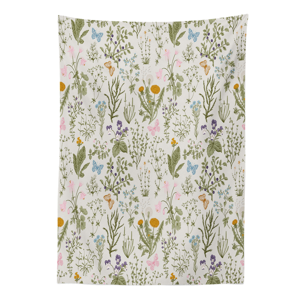 Tischdecke Vintage Garden Plants - Polyester Satin Mischung - Grün / Beige - 140 x 200 cm