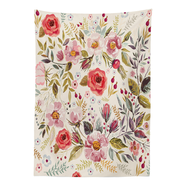Tischdecke Abstrakte Blumen - Polyester Satin Mischung - Mehrfarbig - 140 x 170 cm