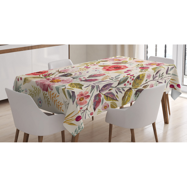 Tischdecke Abstrakte Blumen - Polyester Satin Mischung - Mehrfarbig - 140 x 170 cm