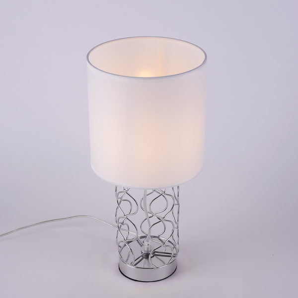 Tischleuchte Deva - Stoff / Eisen - 1-flammig - Silber