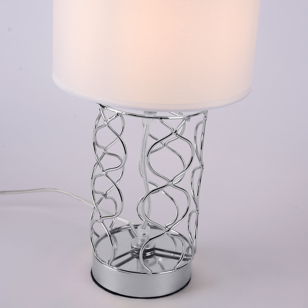 Tischleuchte Deva - Stoff / Eisen - 1-flammig - Silber