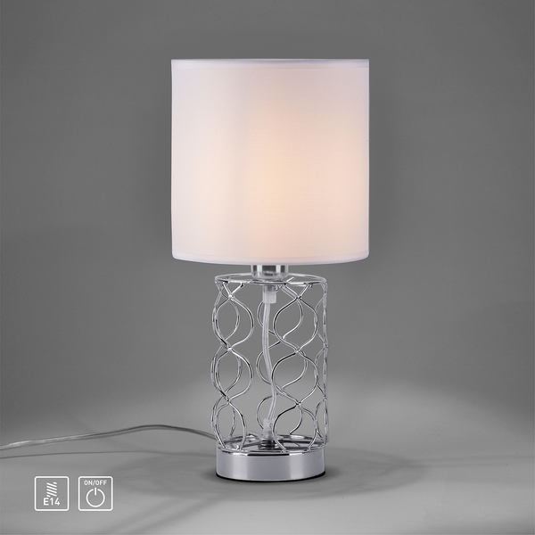 Tischleuchte Deva - Stoff / Eisen - 1-flammig - Silber