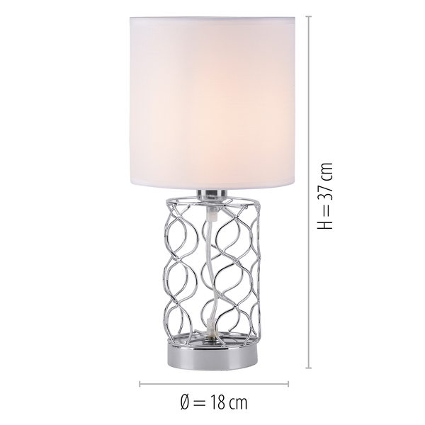 Tischleuchte Deva - Stoff / Eisen - 1-flammig - Silber