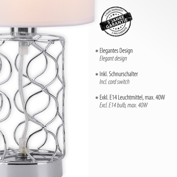 Tischleuchte Deva - Stoff / Eisen - 1-flammig - Silber