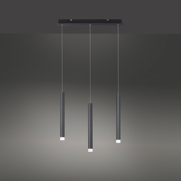 LED-Pendelleuchte Bruno I - Acrylglas / Aluminium; Eisen - 3-flammig - Schwarz