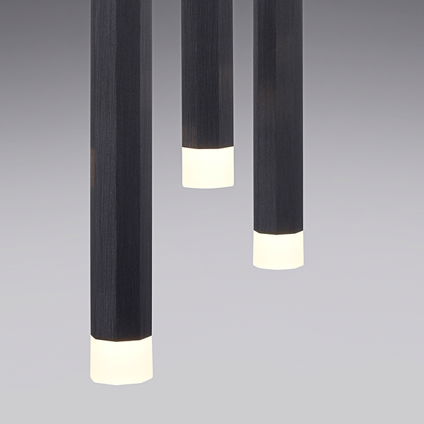 LED-Pendelleuchte Bruno I - Acrylglas / Aluminium; Eisen - 3-flammig - Schwarz