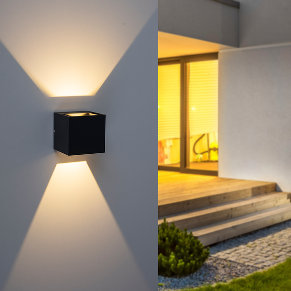 LED-Wandleuchte Block - Klarglas / Aluminium - 2-flammig