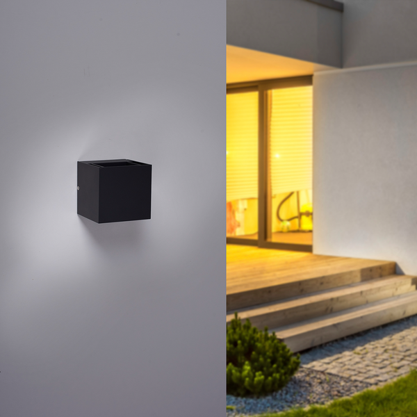 LED-Wandleuchte Block - Klarglas / Aluminium - 2-flammig