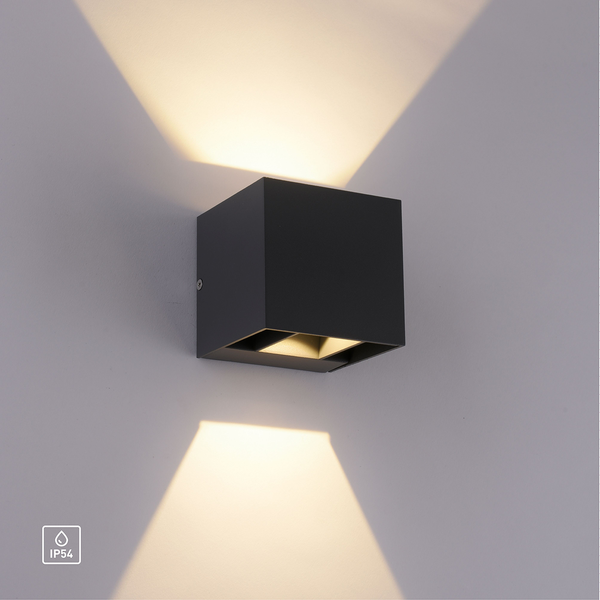 LED-Wandleuchte Block - Klarglas / Aluminium - 2-flammig