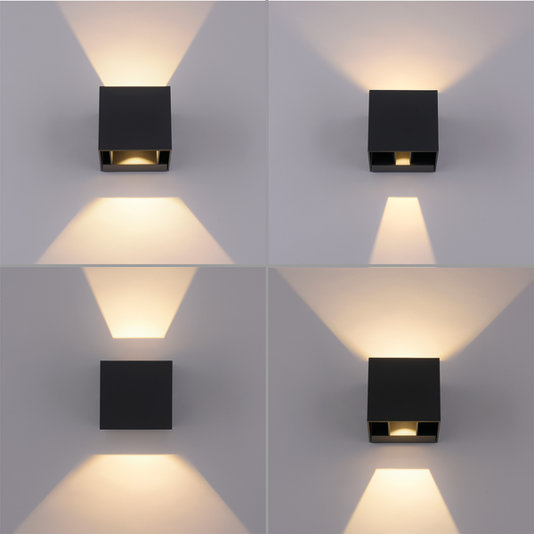 LED-Wandleuchte Block - Klarglas / Aluminium - 2-flammig