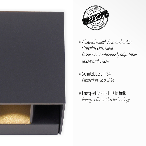 LED-Wandleuchte Block - Klarglas / Aluminium - 2-flammig