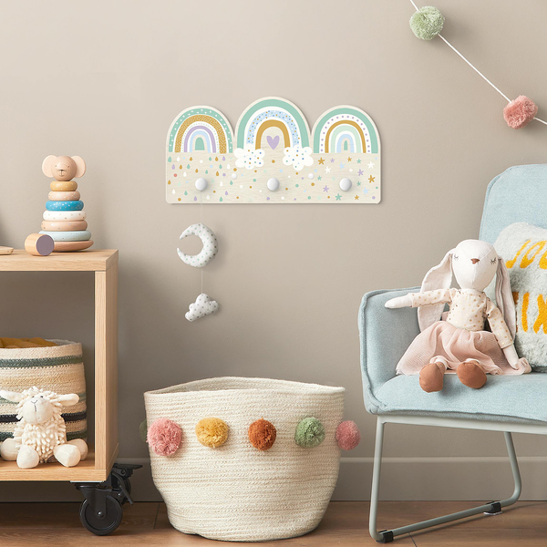 Kindergarderobe Regenbögen Pastell Mix - Mehrfarbig