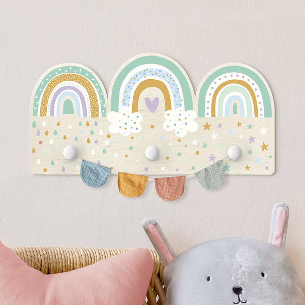 Kindergarderobe Regenbögen Pastell Mix - Mehrfarbig
