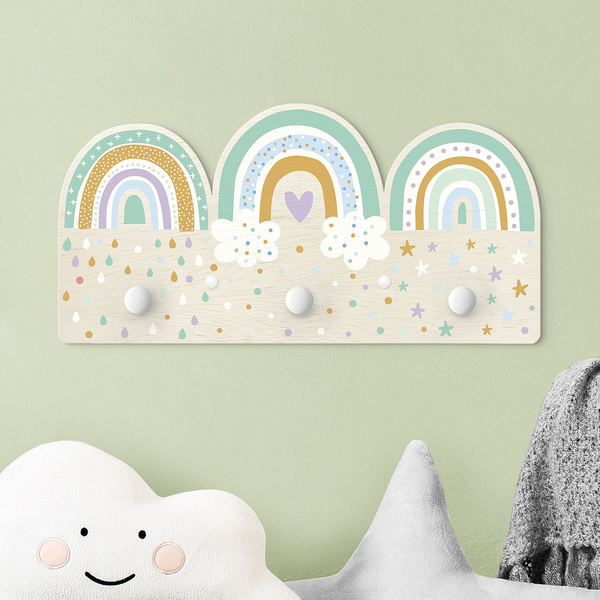 Kindergarderobe Regenbögen Pastell Mix - Mehrfarbig