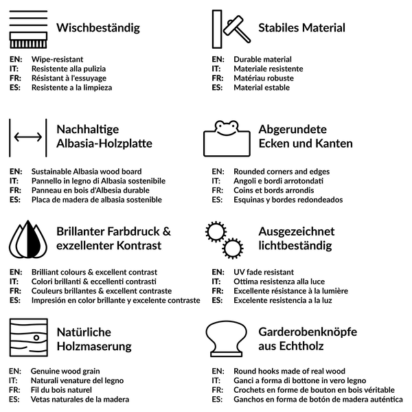 Kindergarderobe Regenbögen Pastell Mix - Mehrfarbig