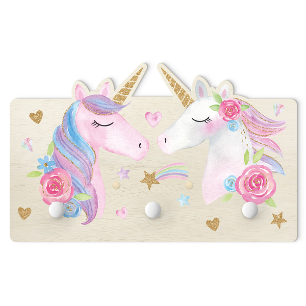 Kindergarderobe Einhorn Gold Glitzer - Mehrfarbig